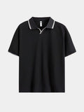 Jesper – Noir V-neck Polo – Black / S