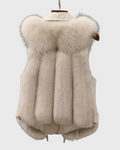 Katrine – Elegant leather vest – Beige / L