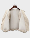 Katrine – Elegant leather vest – Beige / XL