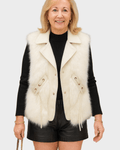 Katrine – Elegant leather vest – Beige / S