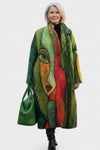 Green pattern with woman's face