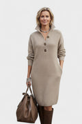 Kornelia – Elegant Knitted Dress – Beige / S