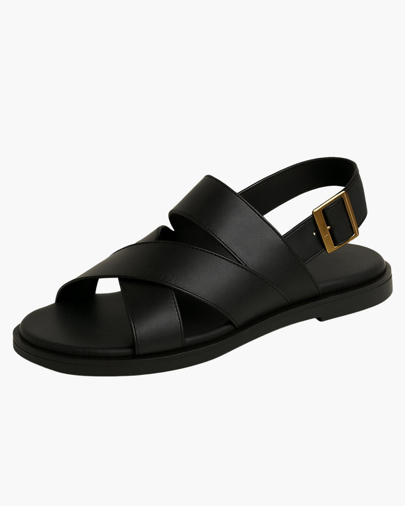 Lanaro – Elegant Crossed Sandals – Black / 38