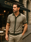 Laurits – Striped Knit Polo – Green / XL
