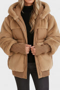 Lena – Luxurious down jacket with hood – Brown / M