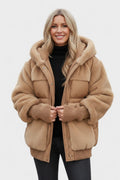 Lena – Luxurious down jacket with hood – Brown / S