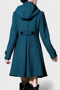 Lenka – Elegant coat with hood – Dark Green / L