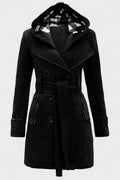 Leona – Elegant double-breasted coat – Blue / XL
