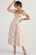 Lina – Midi dress – Pink floral print / M