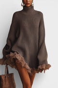 Louise – Warm Knitted Dress with Ruched Detail – M