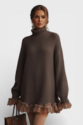 Louise – Warm Knitted Dress with Ruched Detail – S