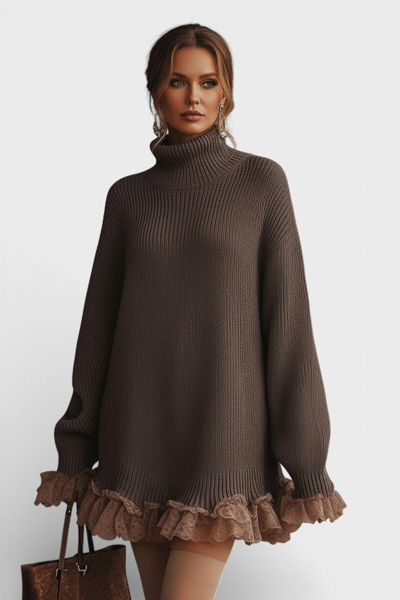 Louise – Warm Knitted Dress with Ruched Detail – S