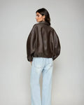 Louise – Vegan Leather Jacket – Brown / M
