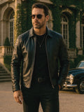 Luca – Cross leather jacket – Blue / M