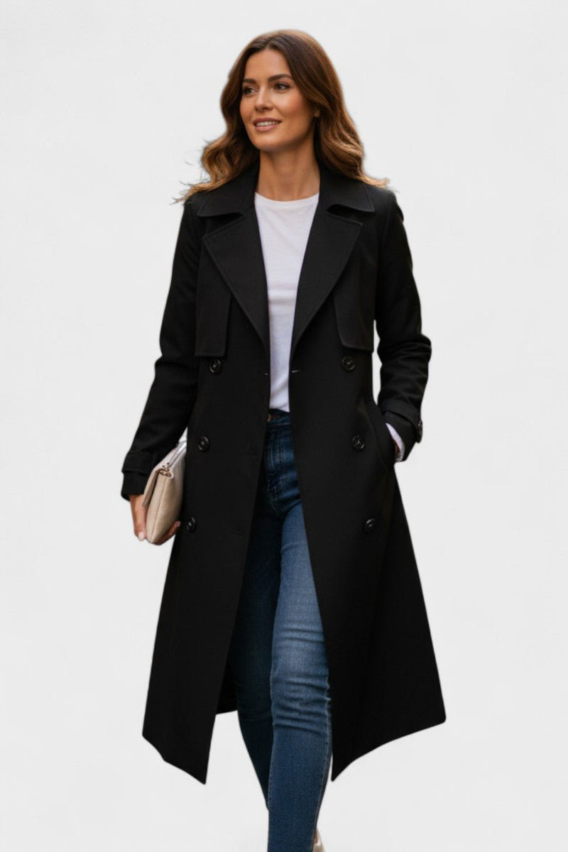 Luisa – Elegant trench coat in classic design – Black / S