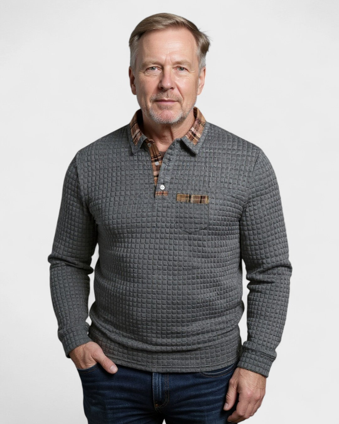 Mads – Polo shirt with stripes – Grey / S