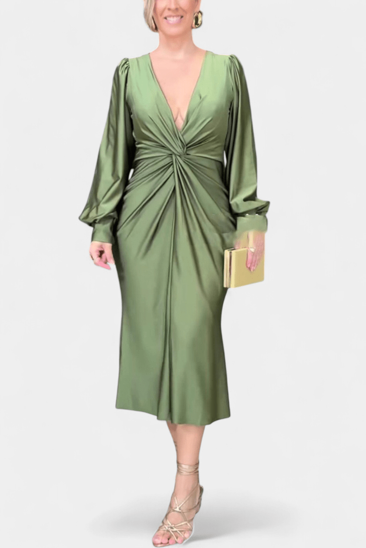 Malina – V-neck blouse – Green / S