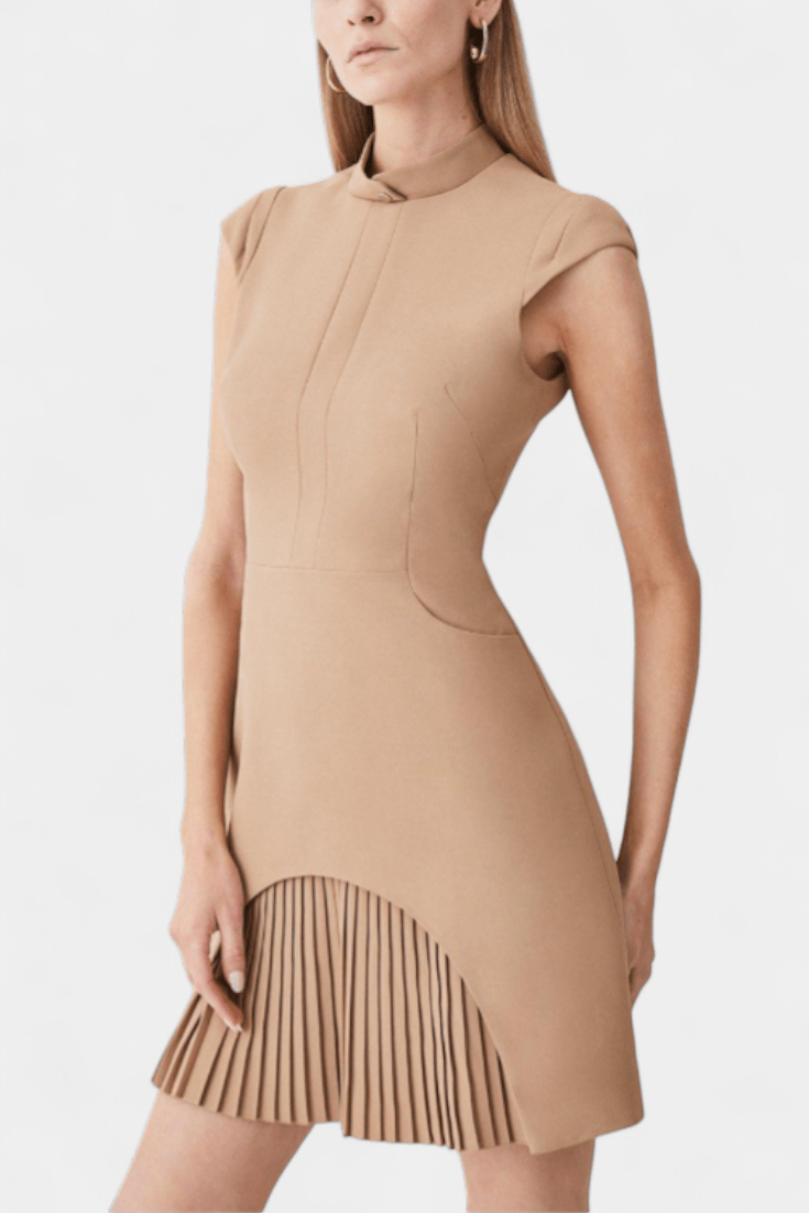 Malou – Pleated dress – Khaki / S