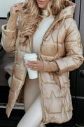 Marcella – Elegant autumn jacket with hood – Beige / M