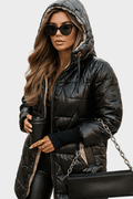 Marcella – Elegant autumn jacket with hood – Beige / S