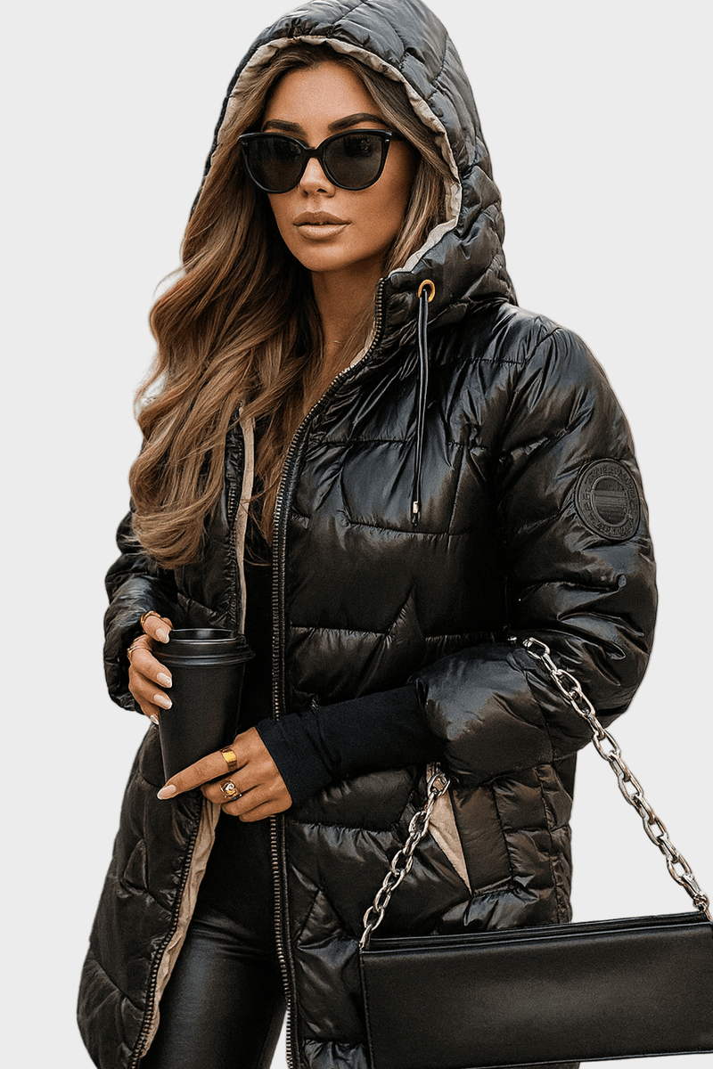 Marcella – Elegant autumn jacket with hood – Beige / S