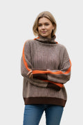 Marie – High neck Wool Jumper – Orange / M