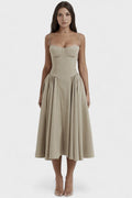 Marie – Midi Dress – Beige / XS