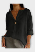 Marie – V-neck shirt – Beige / L