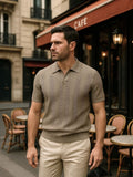 Mikael – Beige Vintage Polo – Navy Blue / M