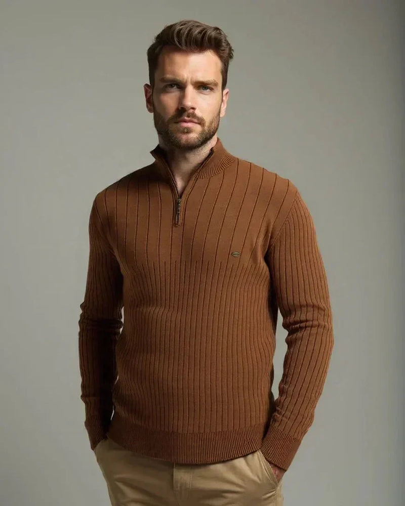 Mikkel – Half-zip cotton Jumper – Orange / S