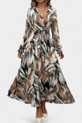 Mille – V-neck dress – Brown / XL
