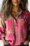 Mille – Vintage pattern blouse – Red / XL