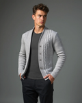 Noah – Elegant Cardigan for Men – Brown / L