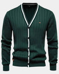 Oliver – Buttoned Cotton Jumper – Dark Green / M