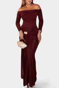 Olivia – Asymmetric Dress – Bordeaux / M