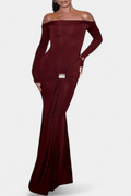 Olivia – Asymmetric Dress – Bordeaux / L