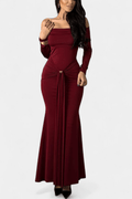 Olivia – Asymmetric Dress – Bordeaux / S