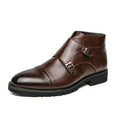 Parker – Faux Leather Double Monk Strap Boots – Mocha Brown / 40