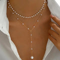 Pearl chain with two rows and pendant – image 2