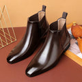 Peyton – Faux Leather Ankle Boots – Dark Brown / 41