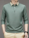René – Elegant Long Sleeve Polo – Khaki / 2XL