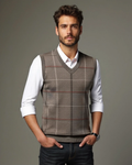 Ruben – Plaid vest – Navy Blue / M