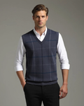 Ruben – Plaid vest – Navy Blue / L
