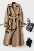 Saara – Elegant coat with waist belt – Beige / M