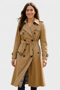 Saara – Elegant coat with waist belt – Beige / S
