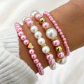 Set of elegant pearl heart bracelets – Style 2