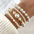 Set of elegant pearl heart bracelets – image 4