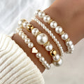 Set of elegant pearl heart bracelets – Style 1