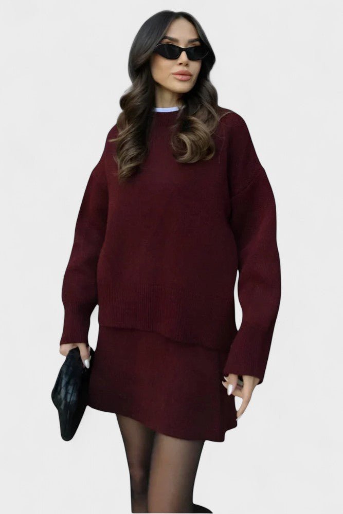 Sanna – Knitted set – Bordeaux / XS