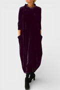 Saskia – Elegant velvet dress with pockets – Green / L